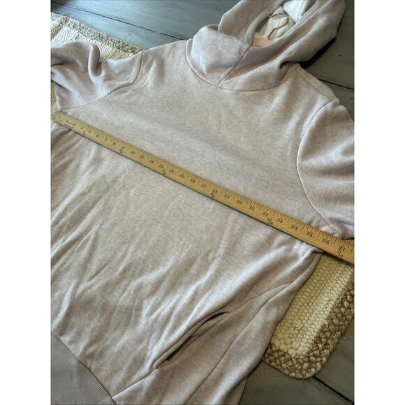 Fabletics Zaylee Fleece Pink Taupe Funnel Neck Hoodie Sz 1X Long Line Neutral - Picture 6 of 8